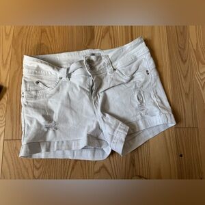 YMI White Distressed Women's Denim Shorts